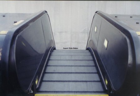 The futuristic entrance to the Dupont Circle Metro on the Q Street side.