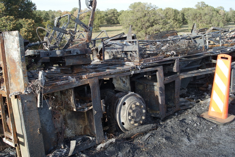 Even the tires burnt away