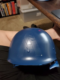 Helmet update: liner white applied, template applied, blue applied